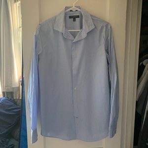 blue gingham button down long sleeve shirt